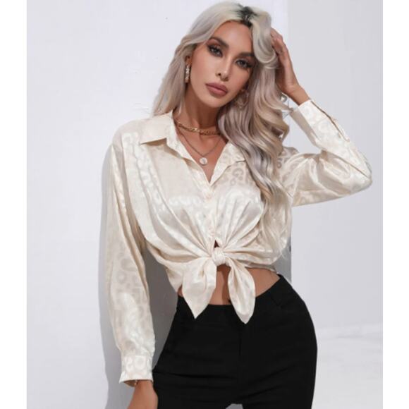 Chicgenes Urban Wind Button Down Print Long Sleeve Blouse - Picture 1 of 5